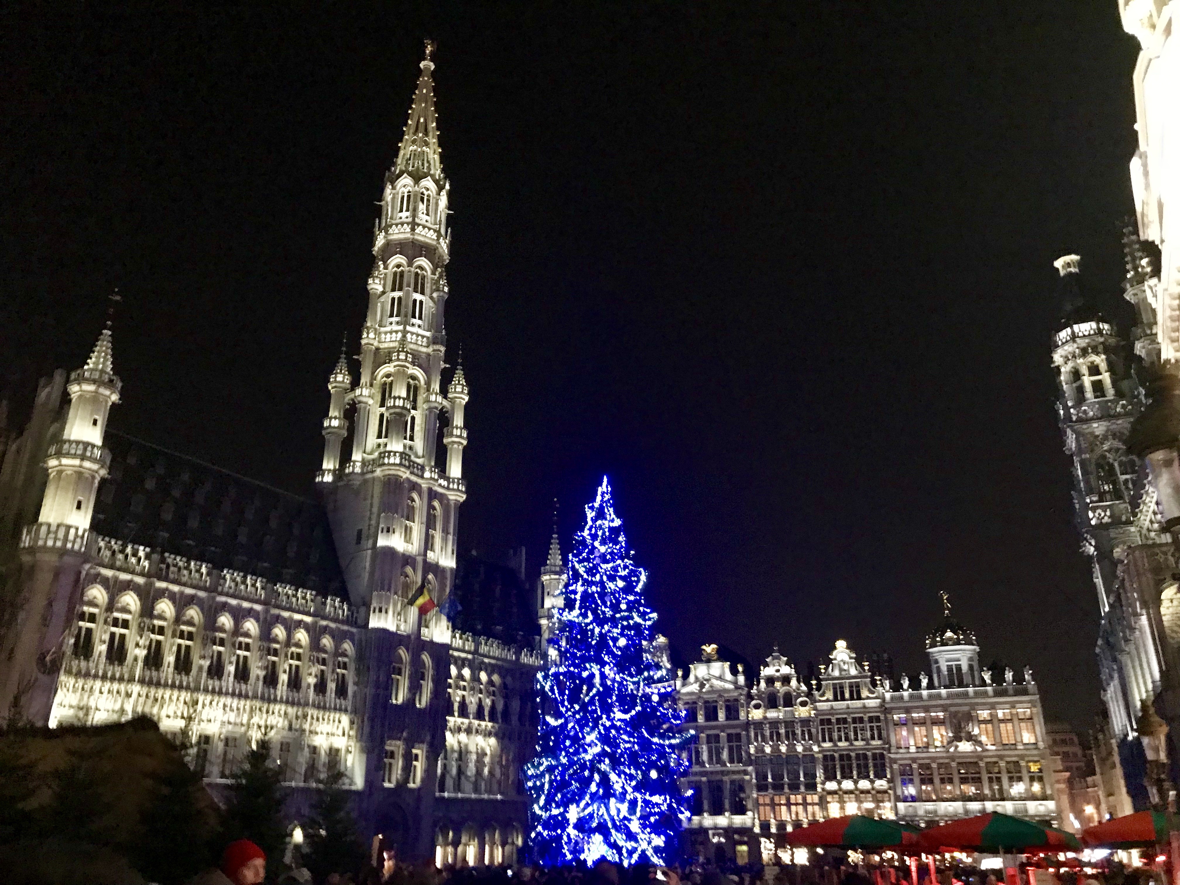 Brussels Market Square during a Christmas market in Belgium!