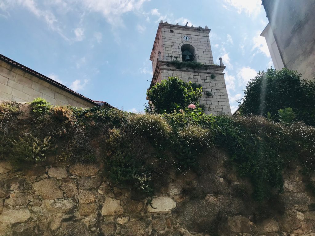 Iglesia de santiago in A coruña has a beautiful moss covered spire