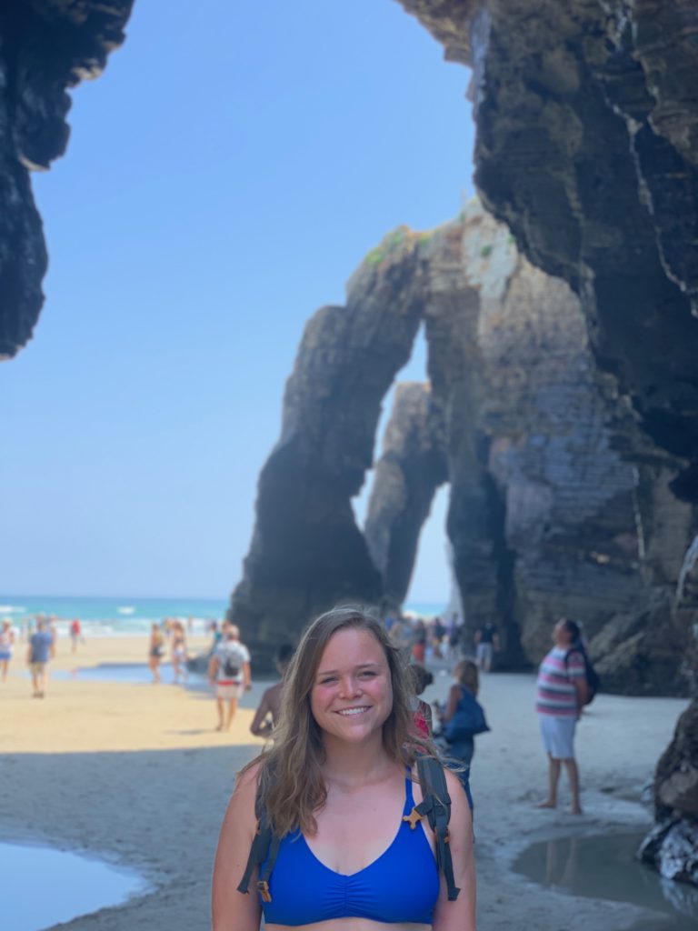 All smiles on the playa de catedrales while on a 2 week road trip in Northern Spain