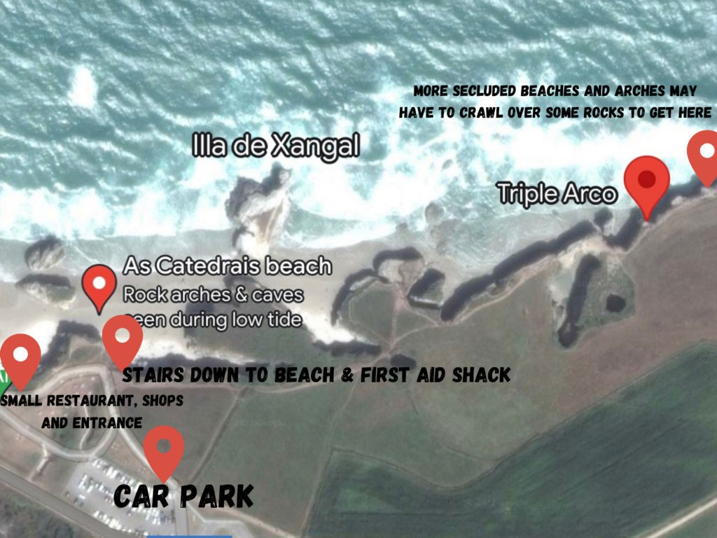 This map marks all the places you need to know about on Playa de las catedrales. To help you explore more efficiently. 