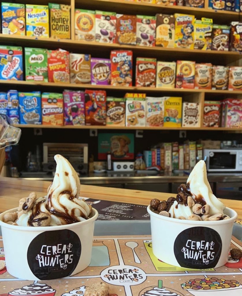 Cereal hunters has every type of cereal you can imagine, and the option to put it on Ice cream! Coco puffs and chips ahoy, yes please!