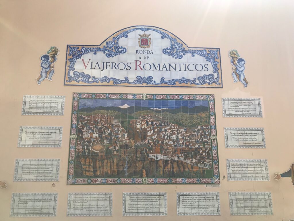 Stunning Tile Mural in the Mirador de Viajeros Romanticos in Ronda, Spain